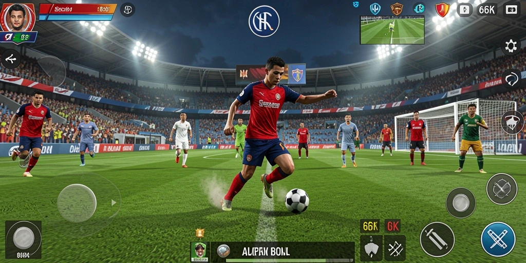 Tampilan gameplay menegangkan di lapangan sepak bola.