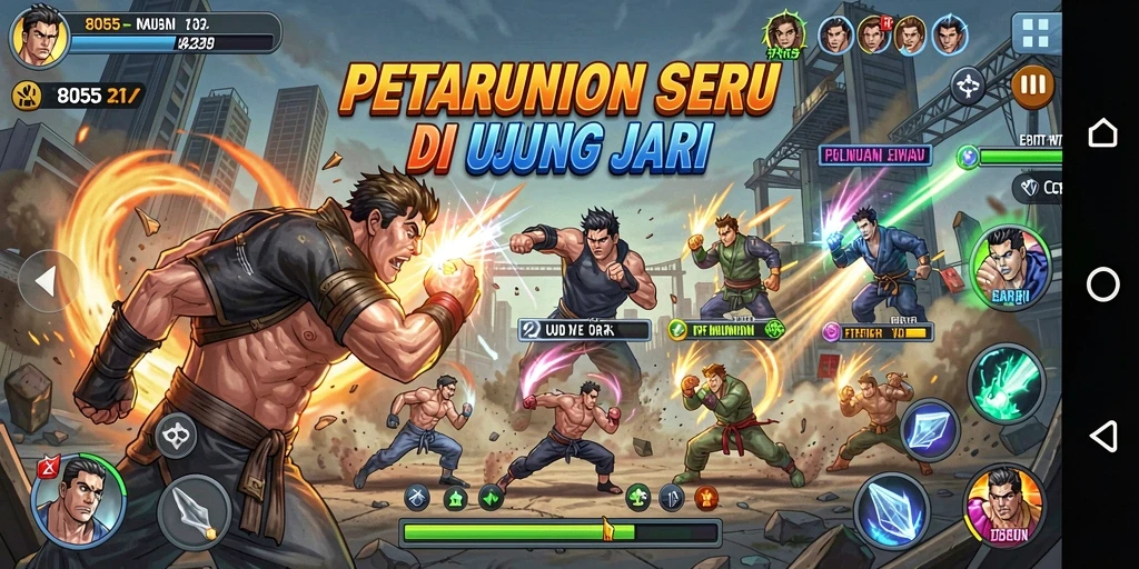 Gameplay seru dengan karakter petarung unik dan arena menantang.