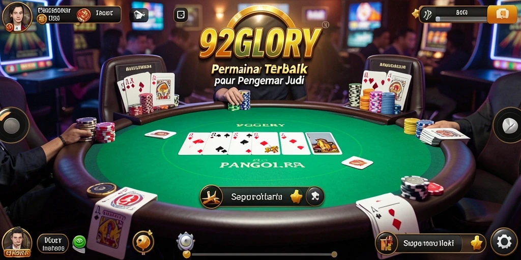 Tampilan gameplay menarik di aplikasi Poker 92GLORY.