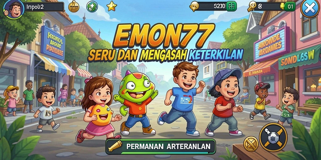 Tampilan gameplay seru dan penuh warna di EMON77.