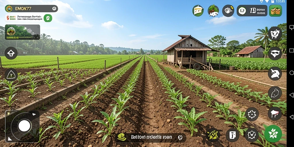 Screenshot gameplay menunjukkan aktivitas bertani yang seru dan menyenangkan.