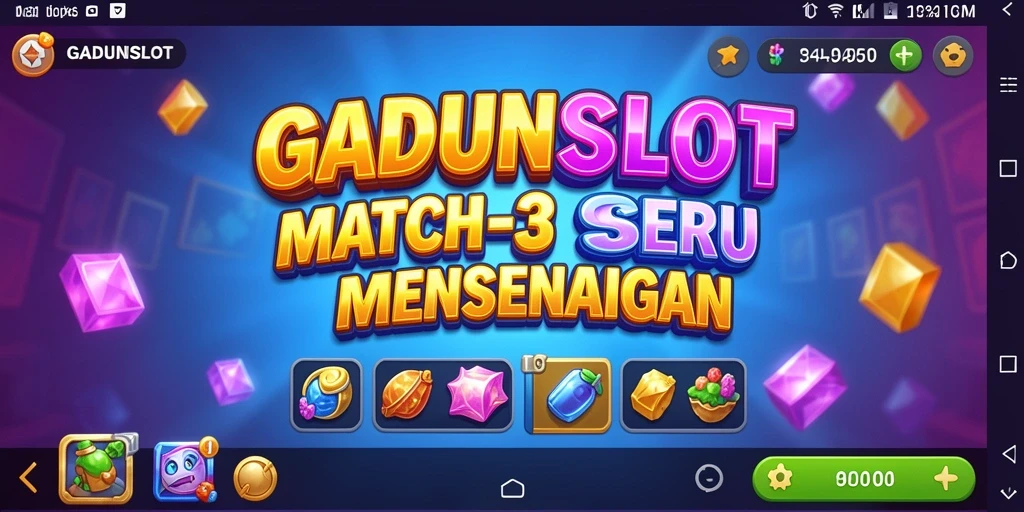 Screenshot permainan menunjukkan aksi mencocokkan simbol di GADUNSLOT.