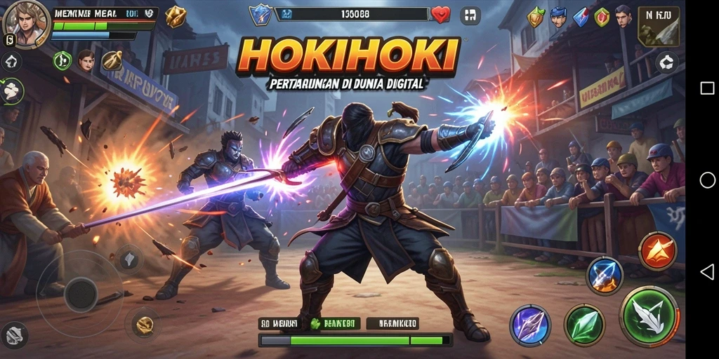 Gameplay HOKIHOKI menampilkan pertarungan yang mendebarkan antara karakter-karakter unik.