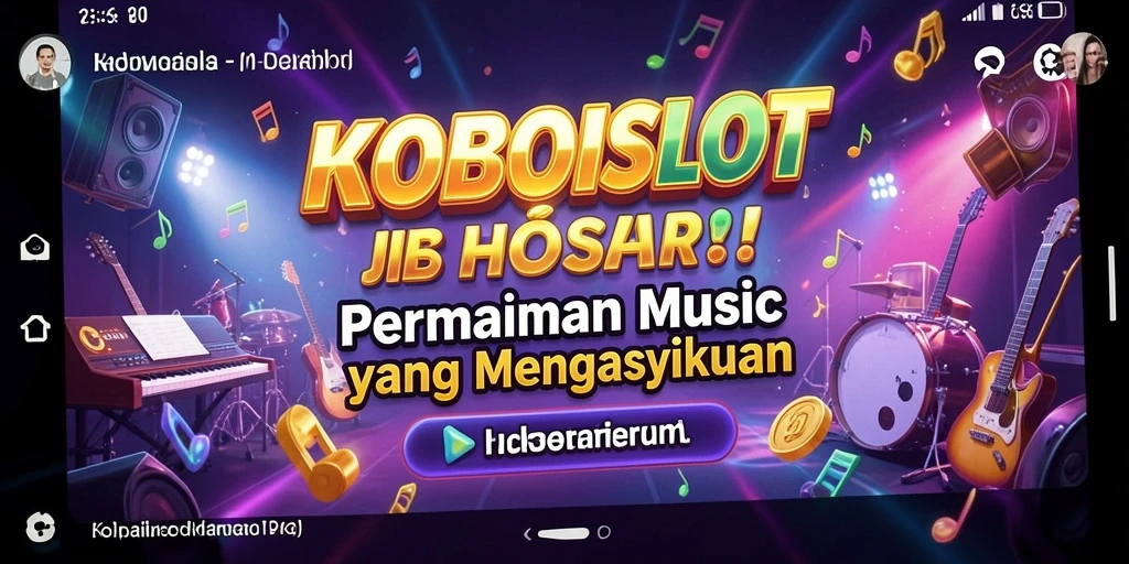Tampilan menawan dari gameplay KOBOISLOT yang penuh musik.