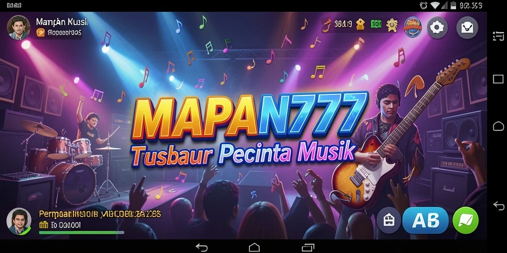 Screenshot gameplay MAPAN777 menunjukkan pengguna menikmati permainan musik.