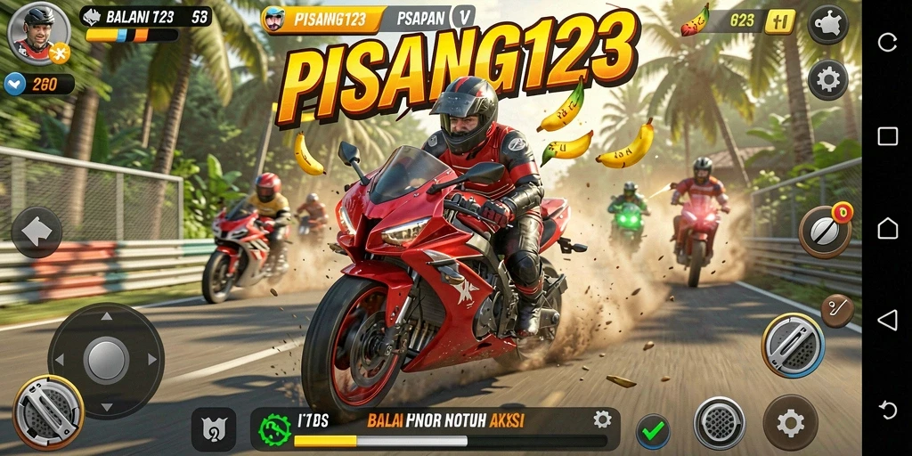 Tangkapan layar PISANG123 menampilkan aksi balapan motor yang mendebarkan.
