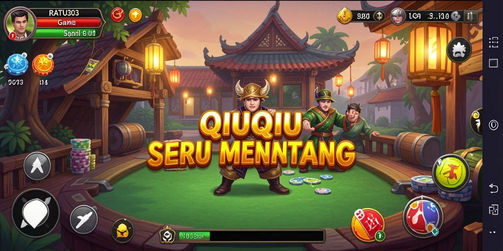 Screenshot utama menunjukkan momen seru dalam permainan QiuQiu.