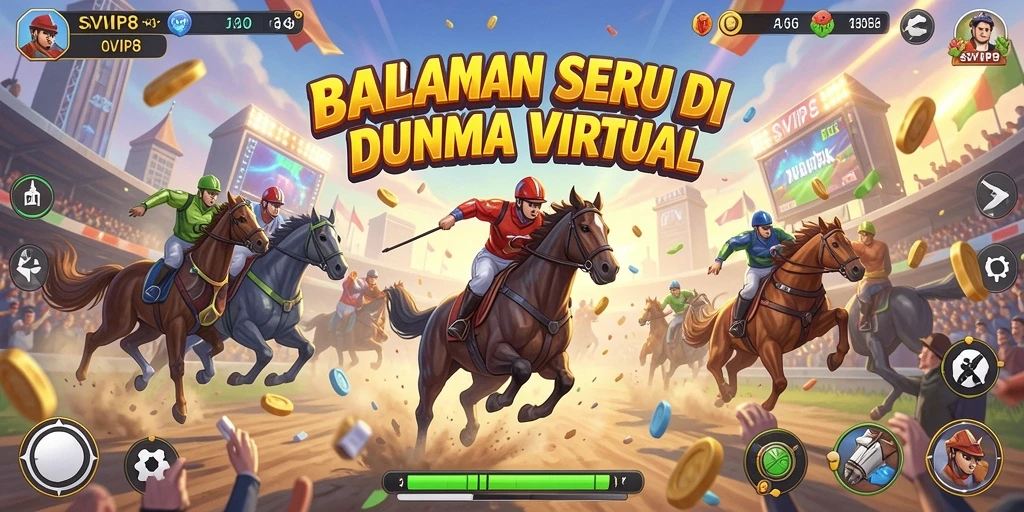 Gameplay SVIP8 dengan mobil balap yang melaju kencang di lintasan.