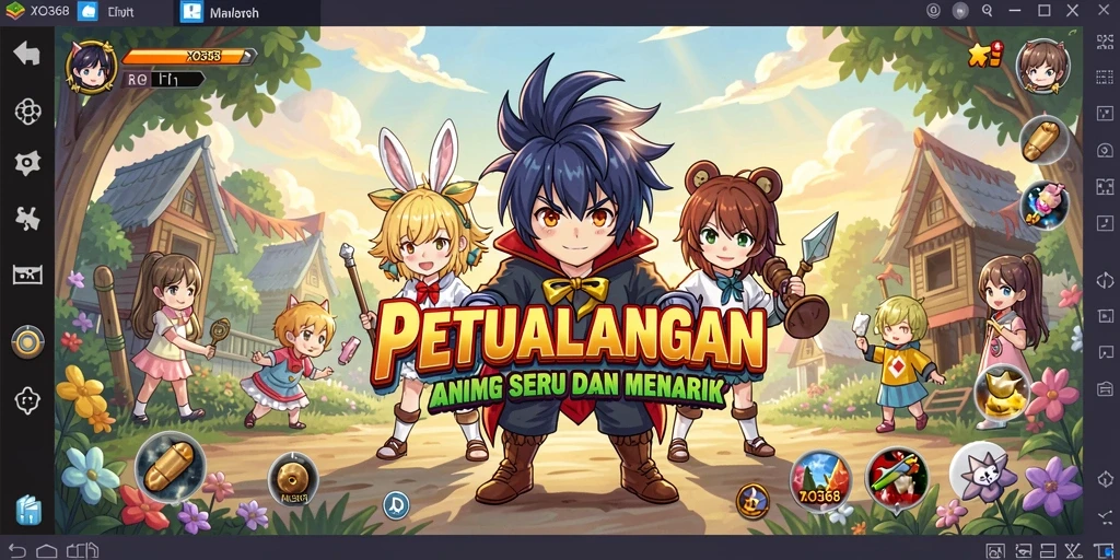 Tampilan gameplay menarik dengan karakter anime unik.