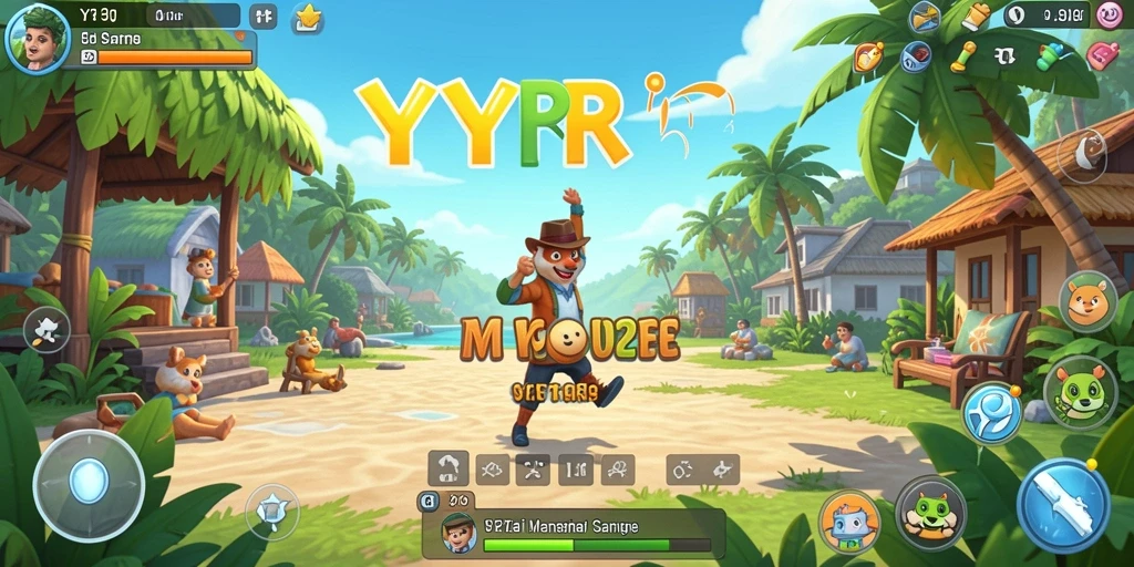 Screenshot YYRR menampilkan gameplay santai dan penuh warna.